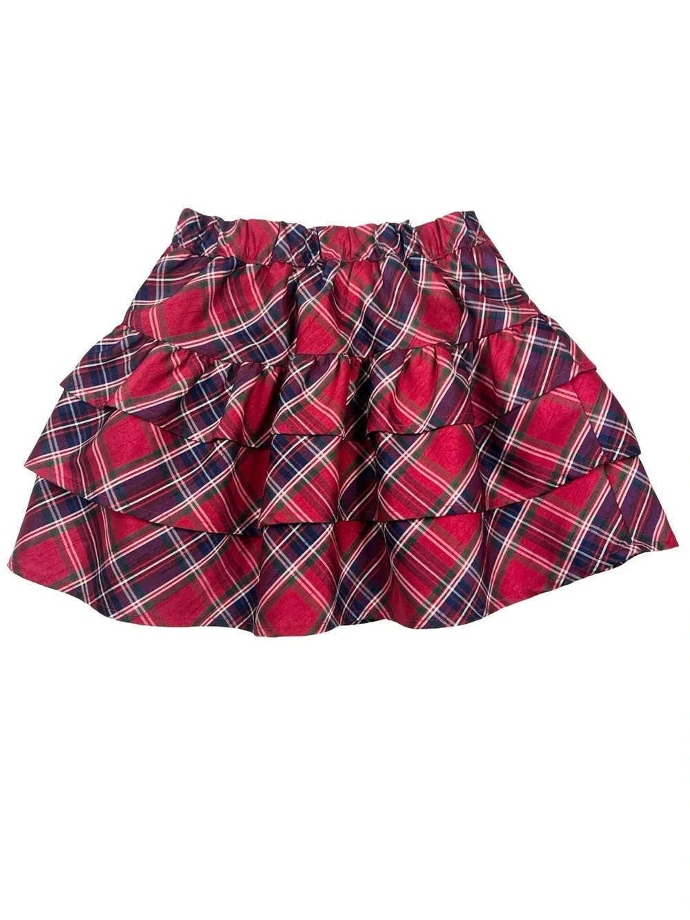 Gymboree Girls Red Tartan Plaid Ruffle Mini Skirt with Bow Size 7